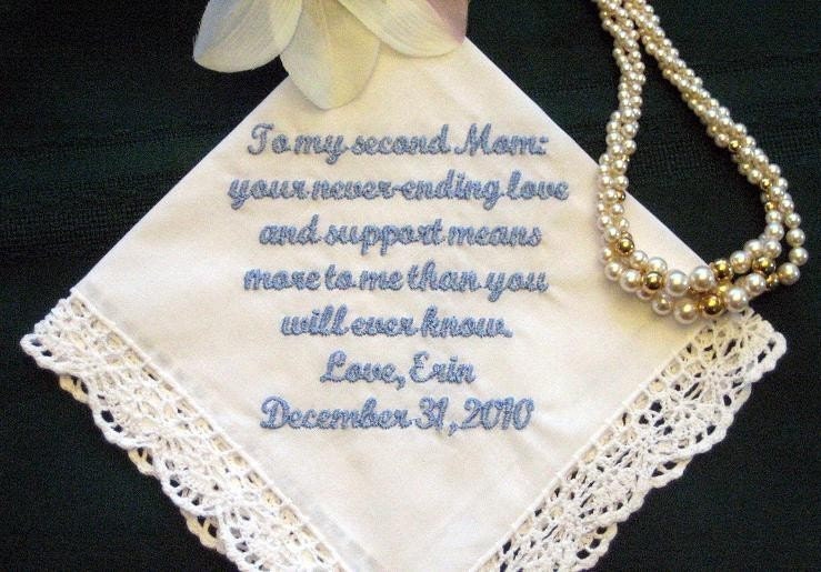 Personalized Wedding hankerchief, hanky, hankie for stepmother or other special someone with Gift Box 114S includes shipping in the US