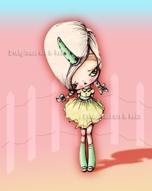 Polkadot Unicorn Girl and the Little Fence Fairy Tale-Pinkytoast Art Print-8x10