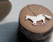 Mustang Horse Necklace, animal silhouette in Sterling Silver