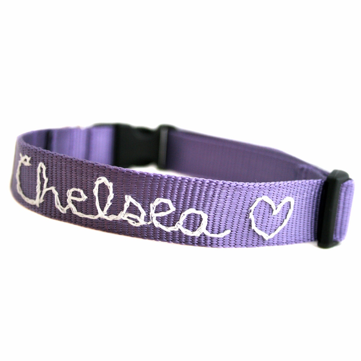 Personalized Webbing Dog Collar (17 colors to choose from) Hand Embroidered with your dog's name