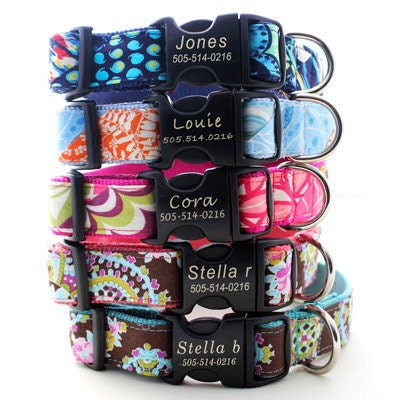 Lazer Etched Personalized Classic Cotton Dog Collar - 18 styles to choose from