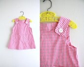 Vintage Pink Gingham Sundress . Summer Dress . 70s 1970s . 2T 3T . Toddler Girl