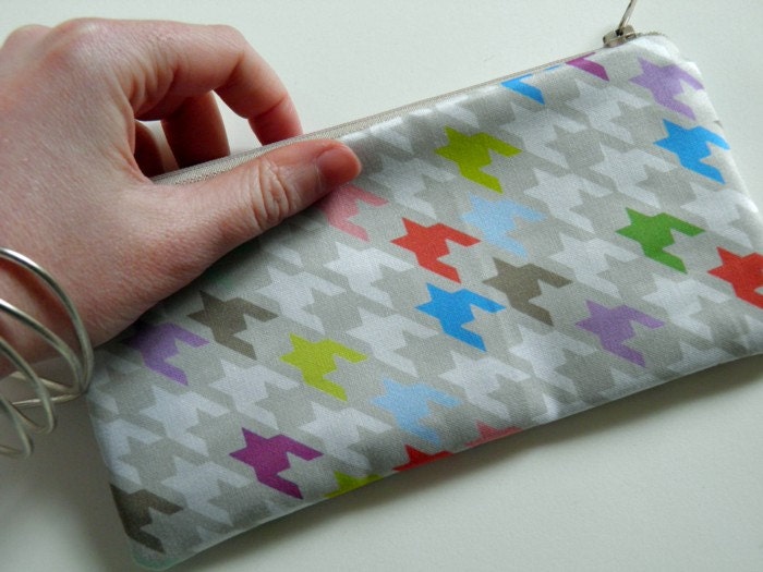 50% OFF SALE - Houndstooth Zip Purse - Spring Tan by Pocket Carnival