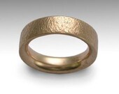 14K rose gold UNISEX textured wedding band - Our happiness