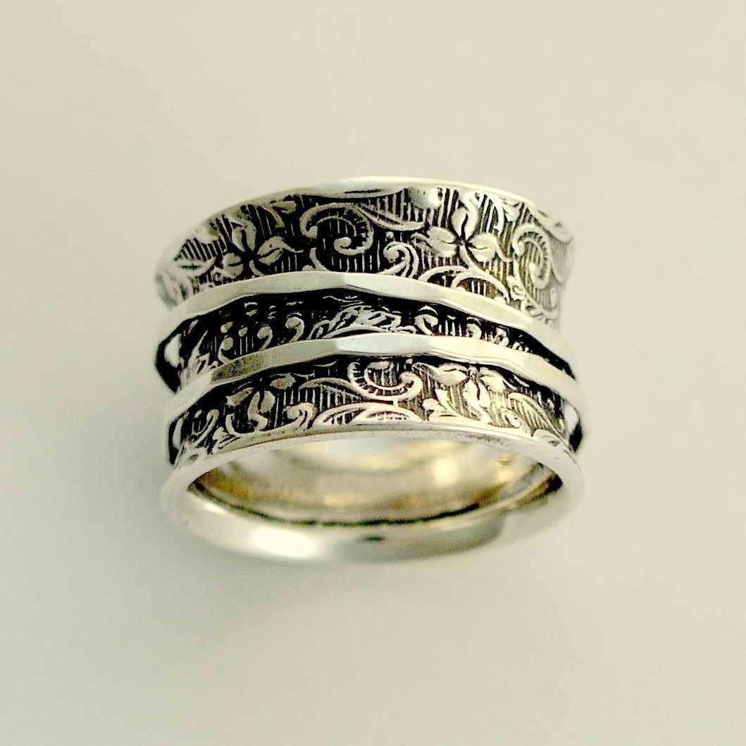 Sterling silver spinners on a filigree wide band - A way of life 2.