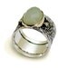 Wide sterling silver gemstone ring combined gold inlaid rose cut jade - Green sky