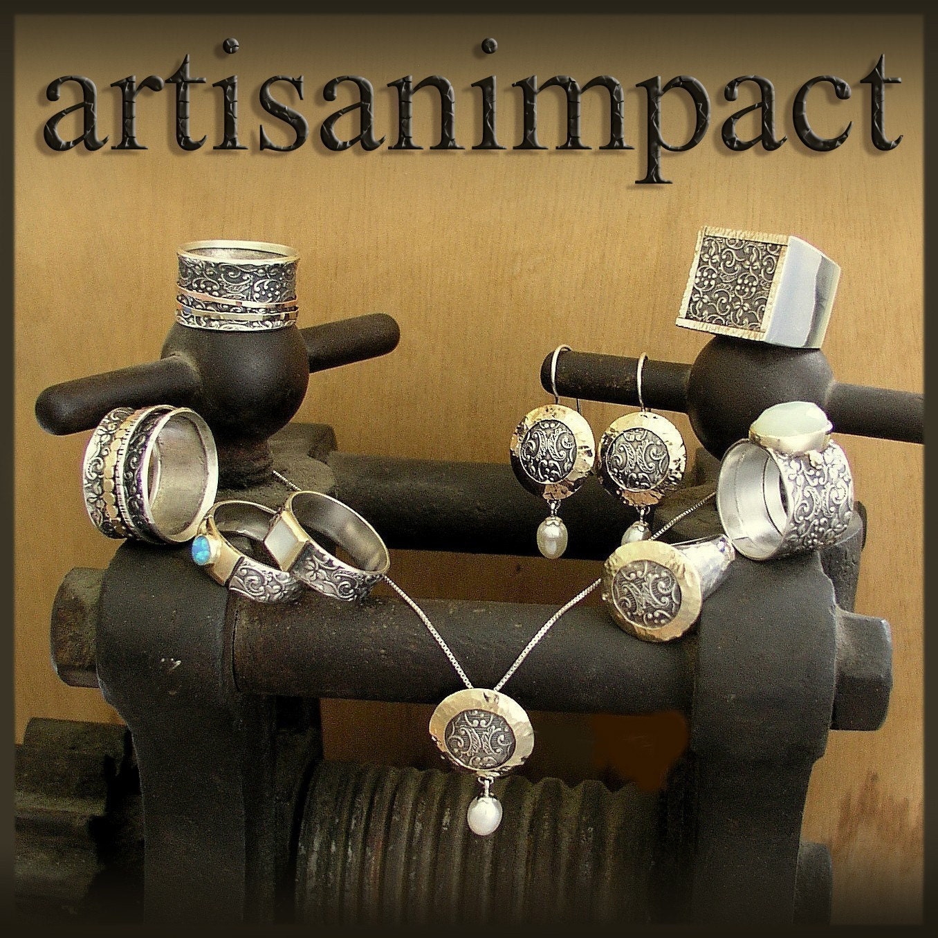Sterling silver spinners on a filigree wide band - A way of life 2.