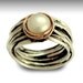 Engagement ring - Sterling silver and rose  gold ring with blue opal gemstone - Imagine life in peace 2