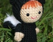 Crochet Pattern- Summer dressed as a skunk amigurumi doll