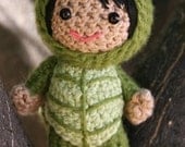 Crochet Pattern- Lucy in a turtle costume amigurumi doll