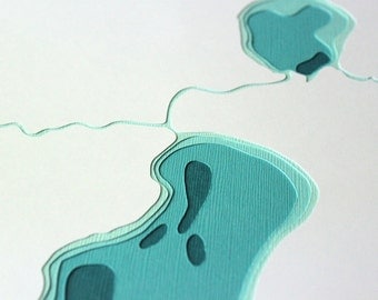 Lakes Nokomis & Hiawatha - original 8 x 10 papercut art
