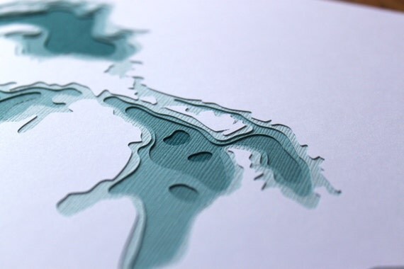The Great Lakes - original 8 x 10 papercut art