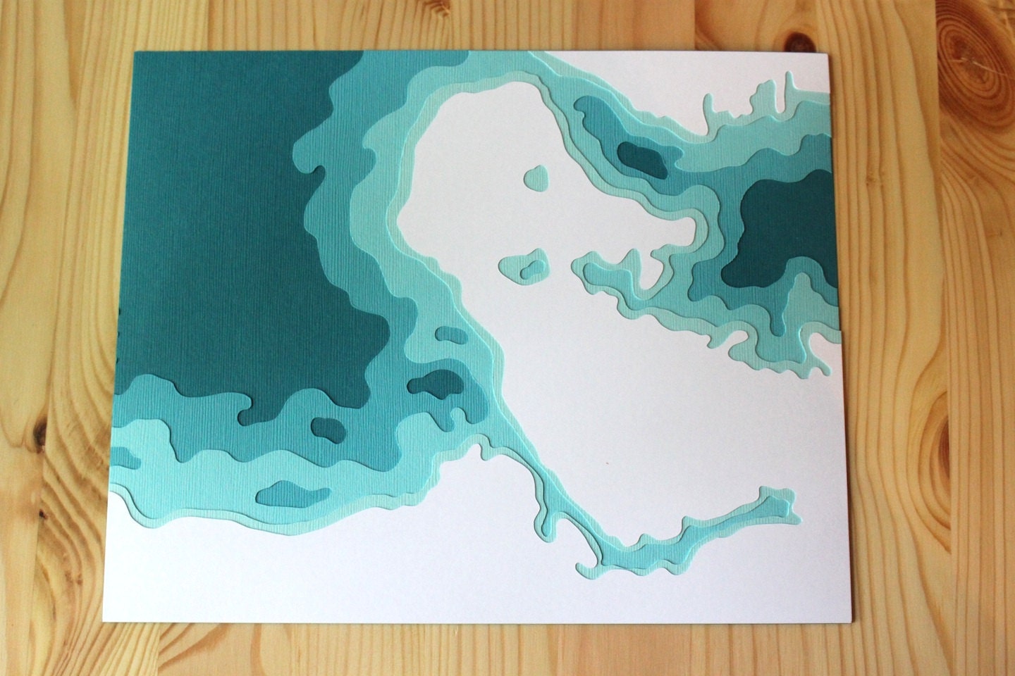 Vancouver in Aqua - original 8 x 10 papercut art