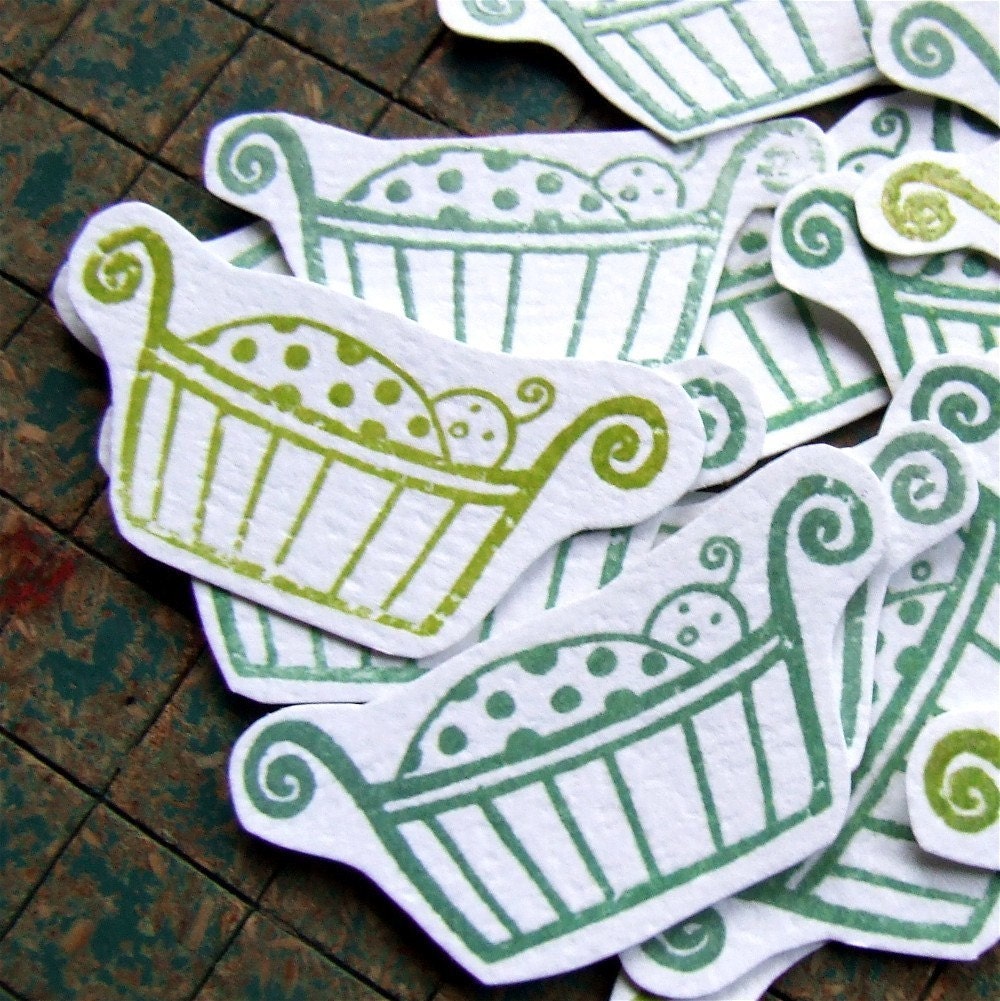 12 baby stickers (les enfants verts), 12 embossed stickers by KisforCalligraphy