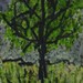 japanese washi monotype and watercolor tree painting