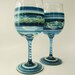 Pair Hand Painted Wine Glasses- Deep Blue- Wedding Decor