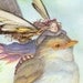 Princess Fairy Limited Print - in Purple Resting on Wren Bird at Dawn