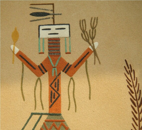 Items similar to New Mexico Native American Sand Painting Signed by