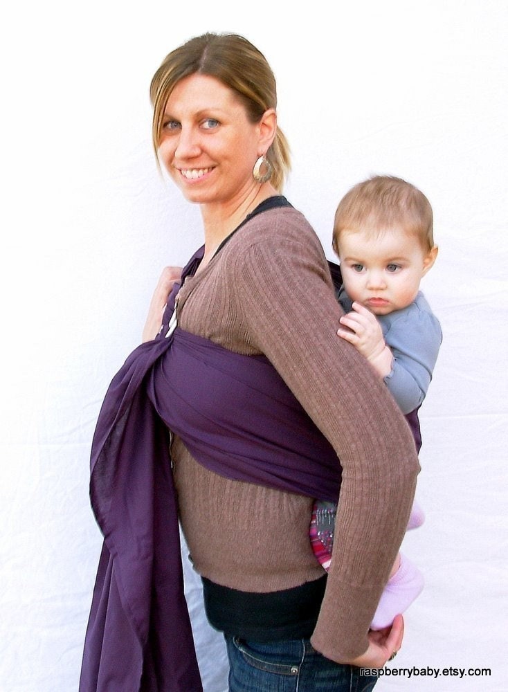The Original Rustic Baby Sling in Eggplant- Ring Sling for infant or toddler -