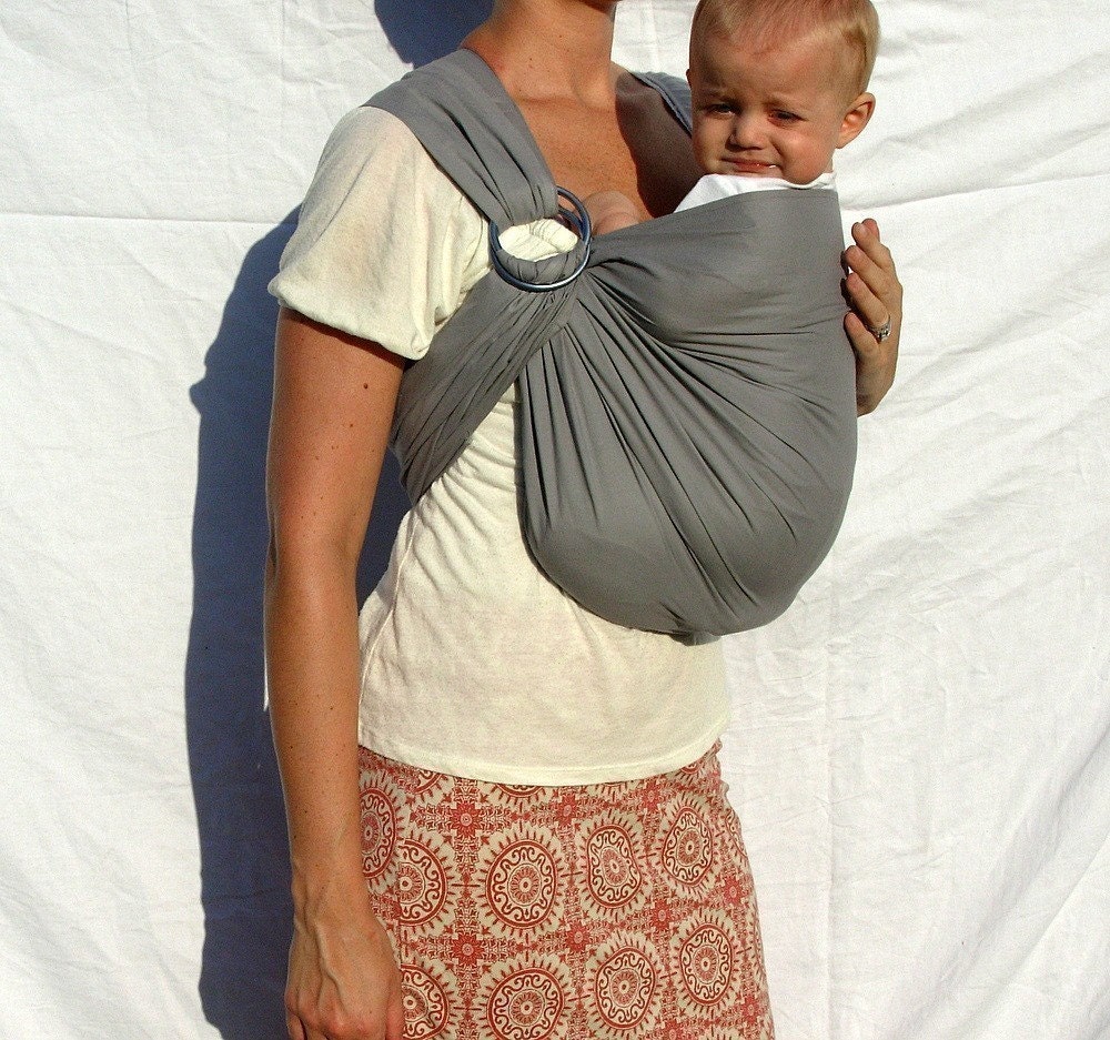 The Original Rustic Ring Sling - Edgy Grey - Our Most Popular Baby Sling - RaspberryBaby