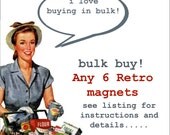 Funny Retro Image Magnets. BULK BUY pick any 6. Upcycled can lid