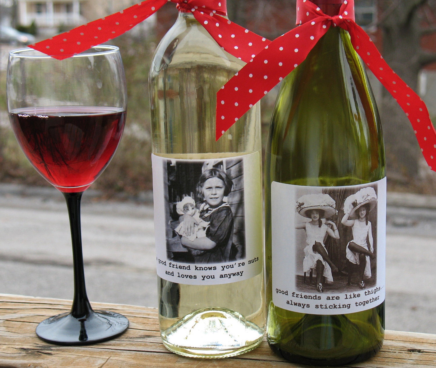 Funny Friends  wine/booze labels. Set of 6 hilarious fun friendship designs
