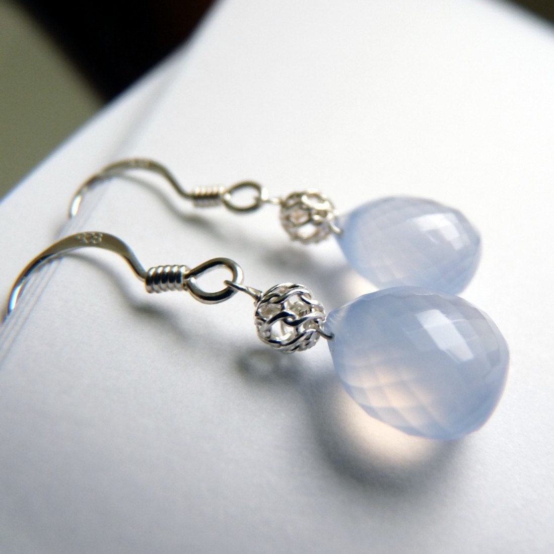 SALE, Chalcedony, Sterling Silver Earrings, Handmade Jewelry was 30