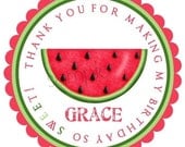 Watermelon stickers, watermelon birthday party, Summer, Fruit, labels, Seals, Favor stickers, Birthday, address labels,custom, set of 12
