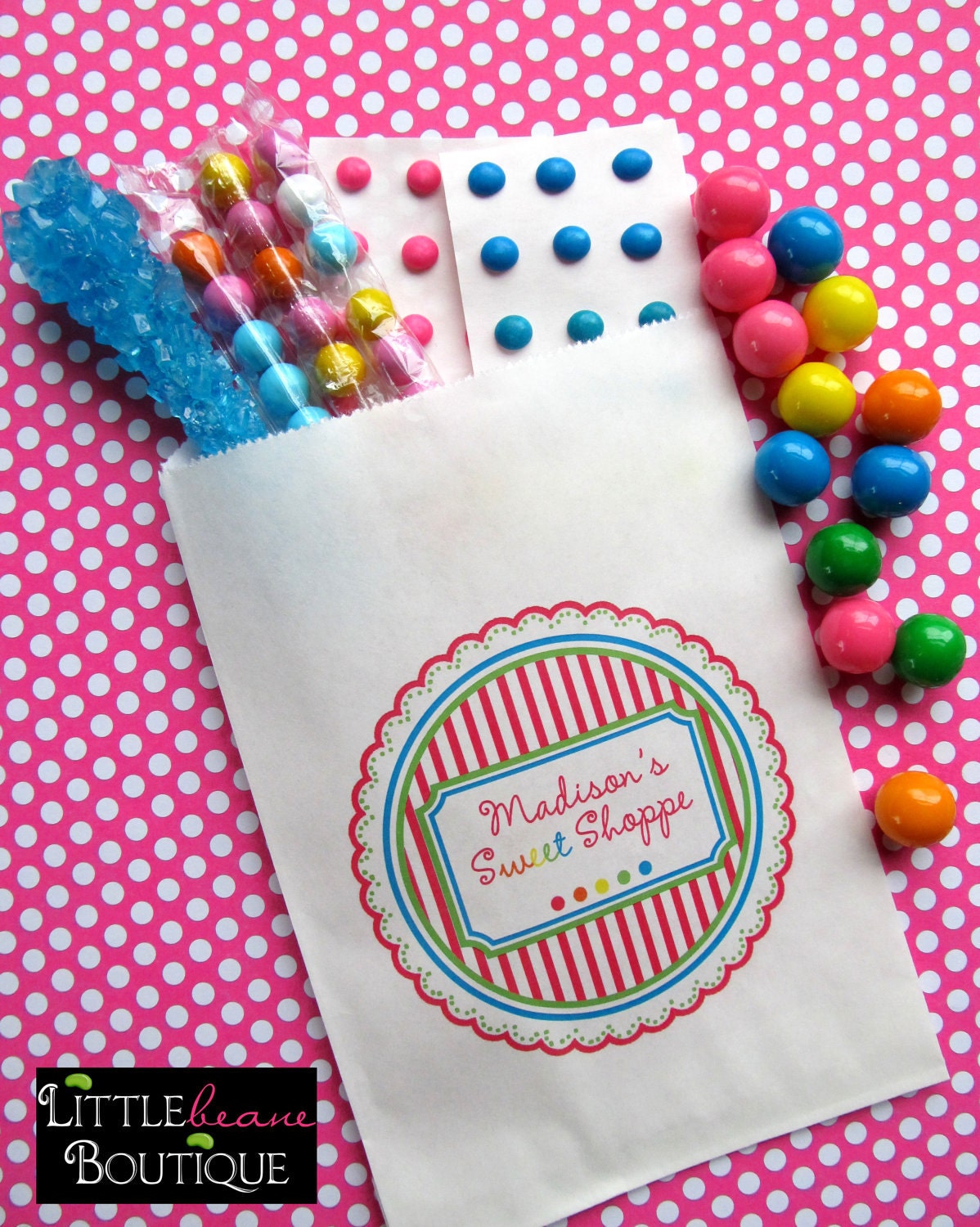 Personalized Candy Bags, Favor bags, Candy Buffet, Birthday party, Sweets, Treats,  Choose any Design in my Shop, Set of 24
