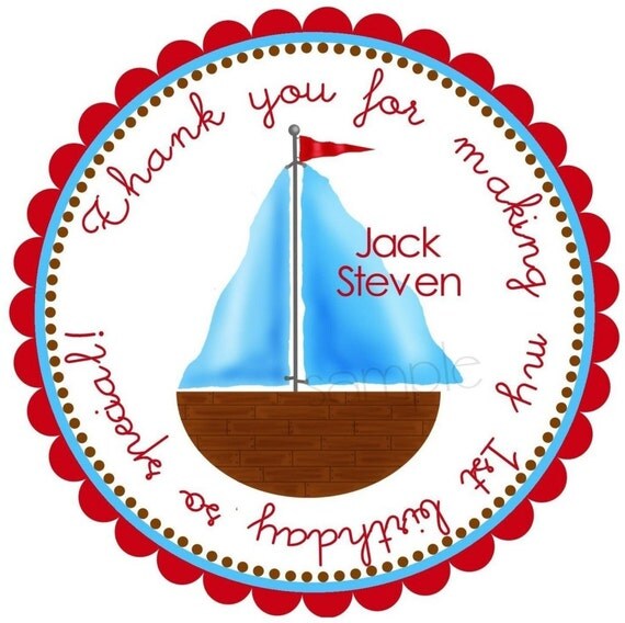 Sailboat Stickers, Littlebeane Boat, Sailboat, Labels, Seals, Birthday, Baby Shower, Favor Stickers, Gift Stickers, Set of 12 Il_570xn