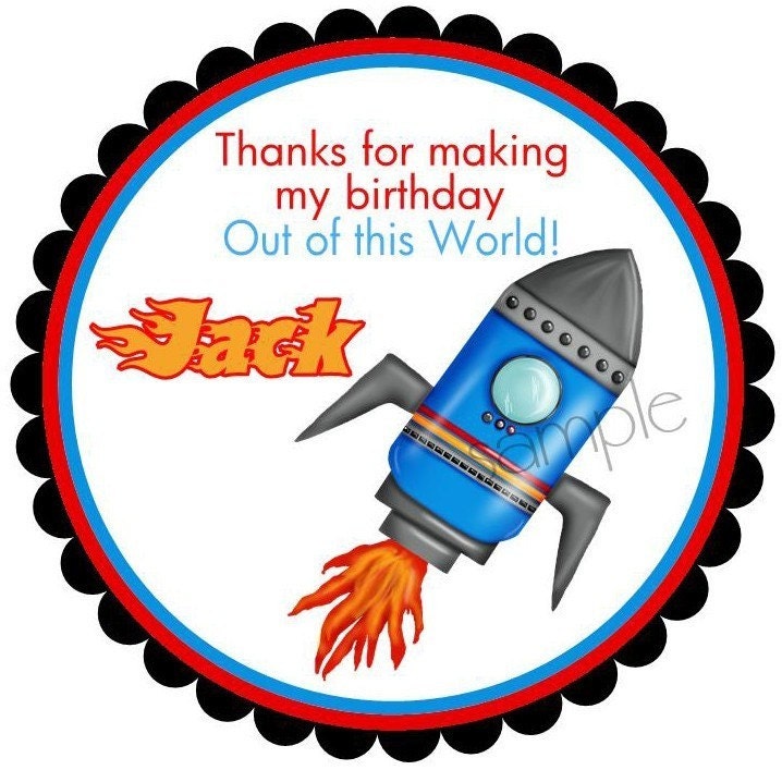 Rocket Ship Birthday Stickers, Outer Space, Outerspace, Rocket Ship, Space Ship, Aliens,Birthday, Children, kids,Birthday Party, Il_570xn