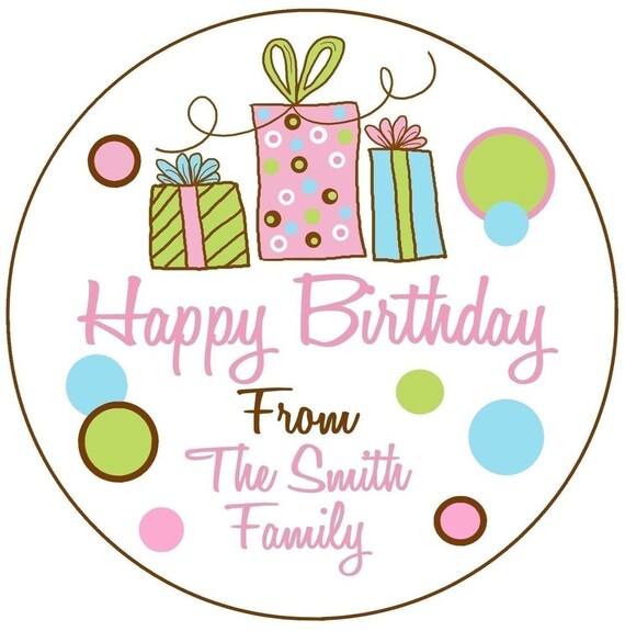 Birthday Gift Stickers, Littlebeane Birthday Gifts, Children, Kids, Favor, Polka Dots, Set of 12 Il_570xn