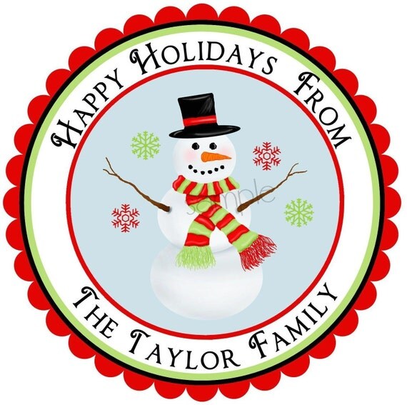 Snowman Stickers, Christmas Stickers, Blue Background, Holiday, Christmas, Gifts, Labels, Tags, Seals, Favor, Santa,set of 12 Il_570xn