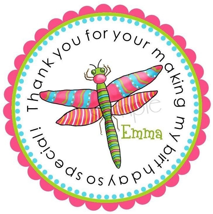 Dragonfly Stickers, Personalized stickers, Bugs, Insects, Birthday, Girl, Favor stickers, labels,set of 12 Il_570xn