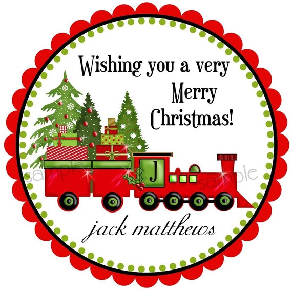 Christmas Stickers, Santas Train, Santa Claus, Holiday, Christmas, Gifts, Labels, Tags, Seals, Favor, Santa,Children, Kids, set of 12 Il_570xn