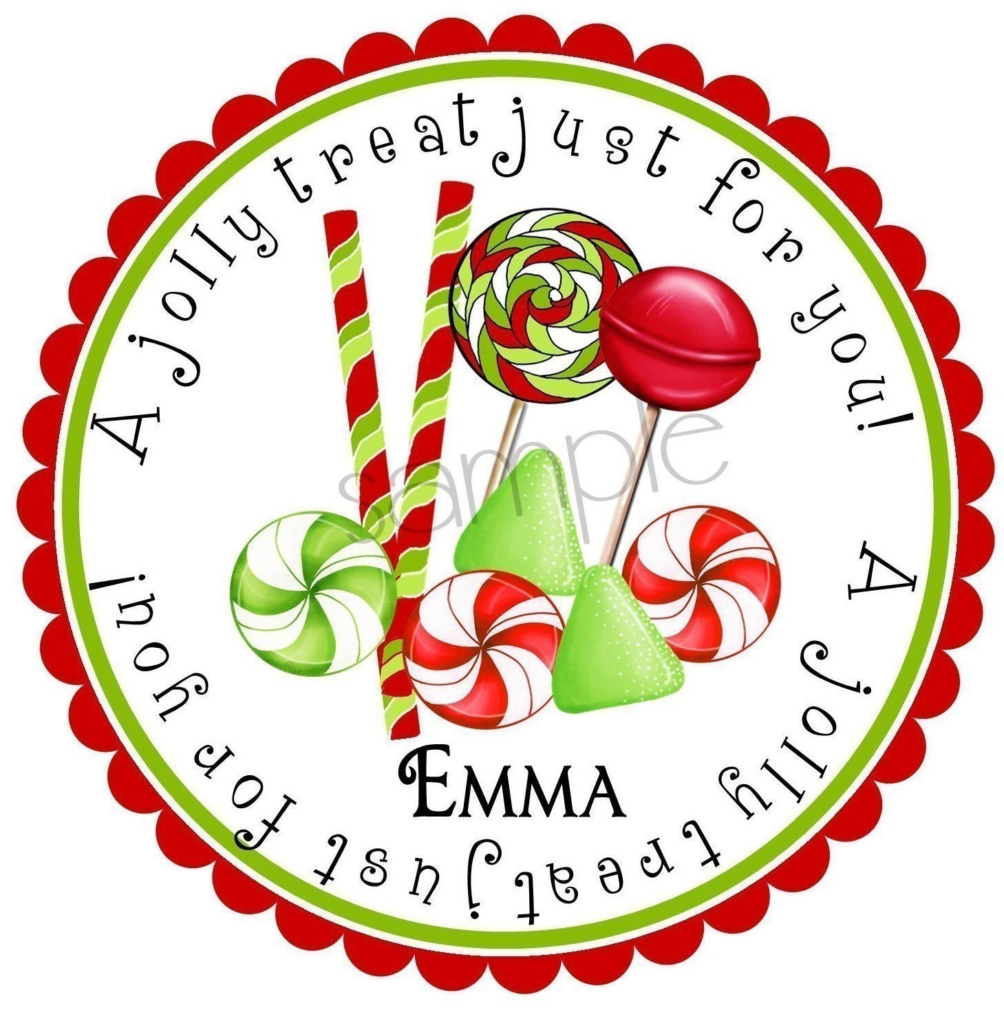 Christmas Stickers, Christmas Candy, Candy sticks, Lollipop, Gumdrops, Peppermints, Labels, Children, Kids, treats, Holiday, set of 12 Il_570xn