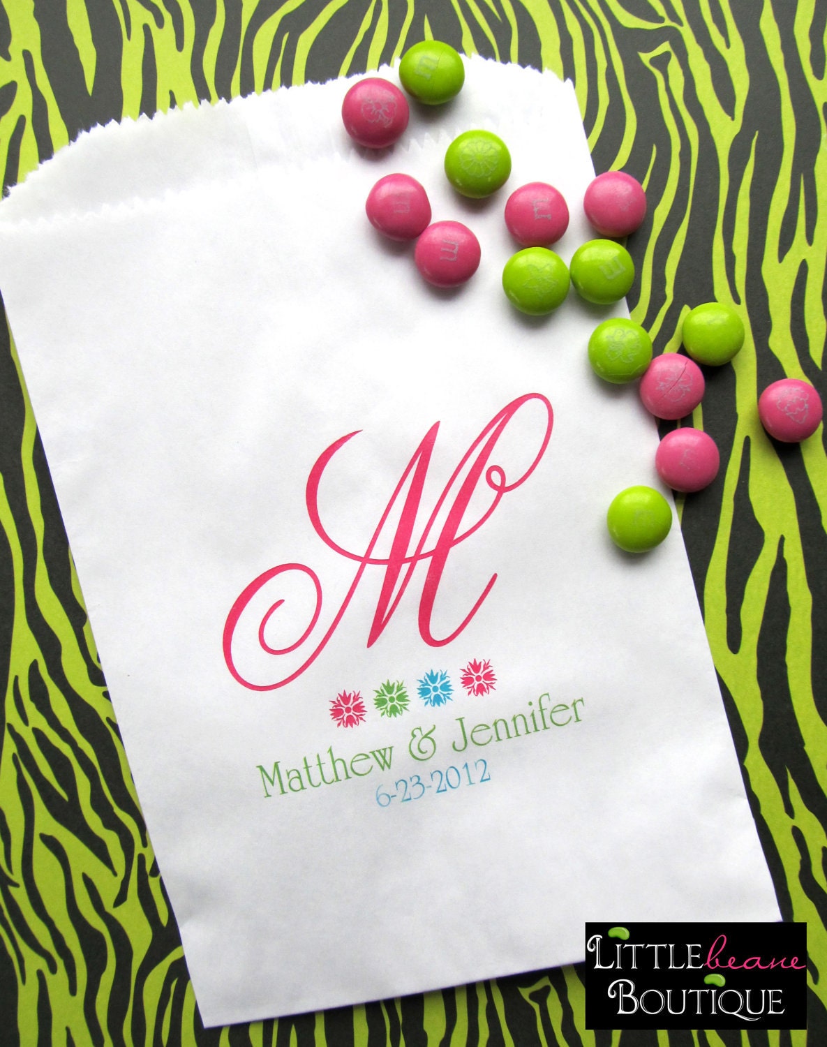 Candy buffet Bags, Monogram, Initial, Favor bags, Candy Buffet, Wedding, Bridal Shower,CUSTOM COLORS,Set of 24 Il_570xn