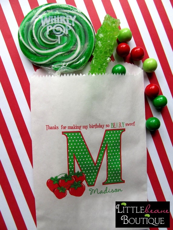 Strawberry Birthday Party , Strawberry Favor bags, candy bags, Candy Buffet, Birthday party, Sweets, Treats, Set of 24 Il_570xn