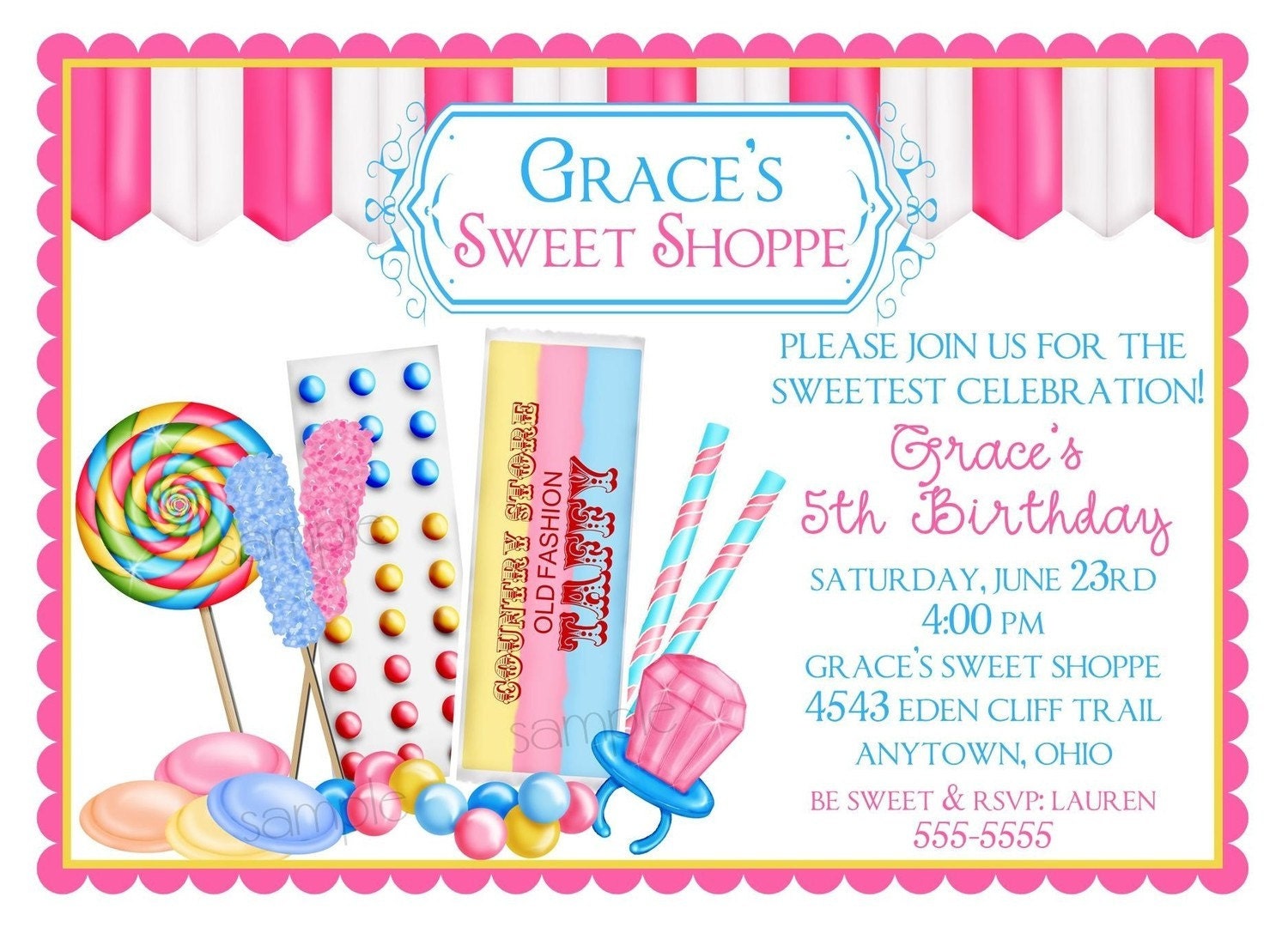 Candyland Invitations Wording