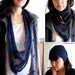 Charcoal Navy bamboo merino scarf - cowl - headband OOAK