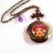 Art Deco Bronze Locket, African American Girl Art Gold Pendant, Charm Necklace, Beaded Jewelry Shabby Chic Victorian, Red Purple Brown