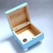 Girl Art Jewelry Box, Painted Wood Wooden Trinket Box, Square Ring Box Earring Holder Original Art Print Blue