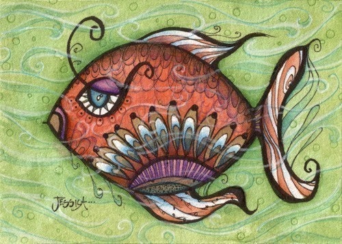 Annabelle, isn't she dreamy - 5x7 cute fish art print