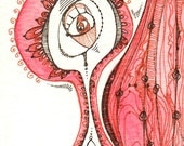 Brown Eyed Fossil - Original miniature art ACEO