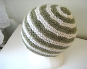 sage green and white wool hat - beaconknits
