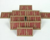 I LOVE YOU Mini Letterpress Wood Type Cards with Envelopes 20 Pack