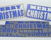 MERRY CHRISTMAS Blue and Silver Hand Printed Letterpress Cards - 8 pack