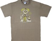 SALE /// OWL playing a GUITAR green Adult T Shirt back Appalachian Power Tshirt