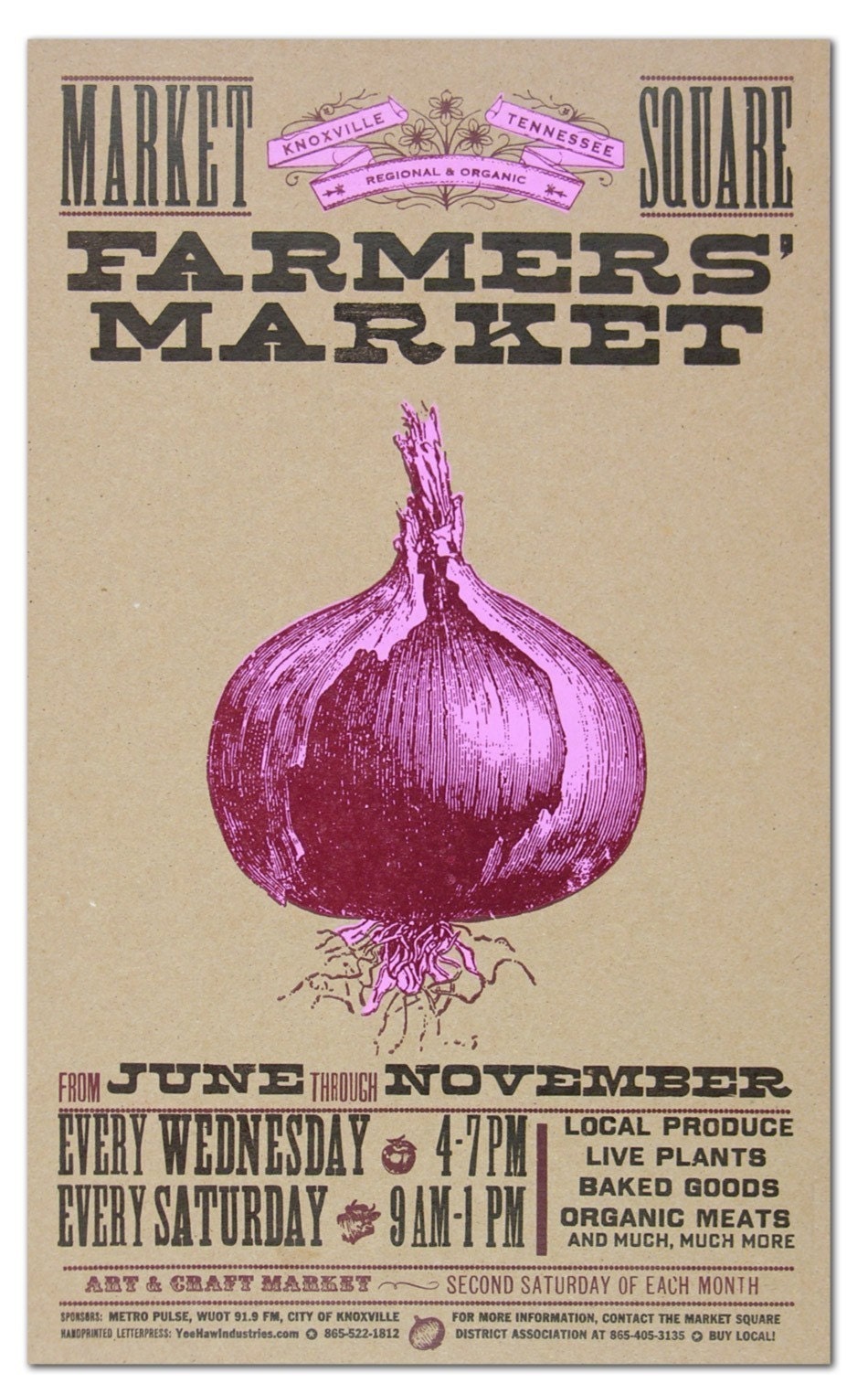 FARMERS MARKET ONION HAND PRINTED LETTERPRESS POSTER