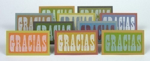 GRACIAS MINI CARDS translates to Thank You Letterpress with envelopes 20 pack